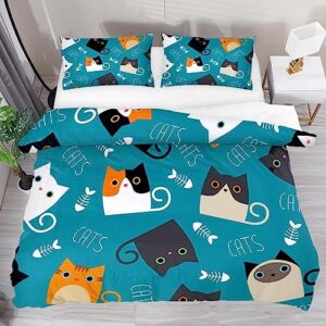 dragonbtu cats depicting 3 piece with 2 pillow shams soft comforter cover bedding duvet cover set for women men teen bedroom
