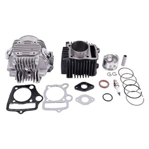 AIVWUMOT 52.4mm Cylinder Head with Sleeve Plug Spark Plug Upper and Lower Gasket Compatible with 4 Stroke Horizontal 90cc 110cc 125cc Engine ATV Quad Dirt Bike Pit Bike Tao Tao Go Kart Scooter