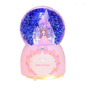xmas snow globe crystal castle ball rotate snowfall musical crystal ball with 7 color changing lights princess for girls boys