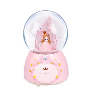 Xmas Snow Globe Crystal Castle Ball Rotate Snowfall Musical Crystal Ball with 7 Color Changing Lights Princess for Girls Boys