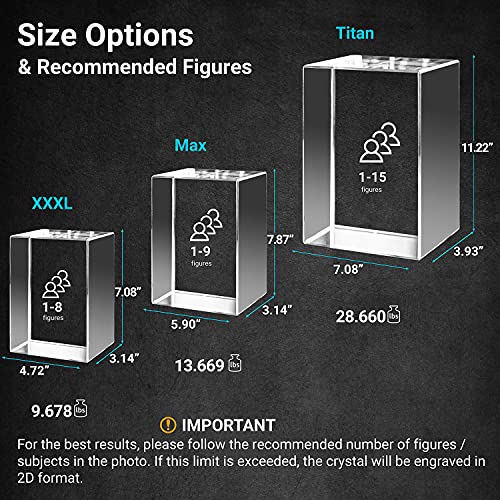 ArtPix 3D PREMIUM Crystal Photo Rectangle, Great Personalized Gifts With Your Own Photo for Dad, Mom, Men, Women, 3D Laser Etched Picture, Engraved Crystal, Customized Anniversary Couples Gifts