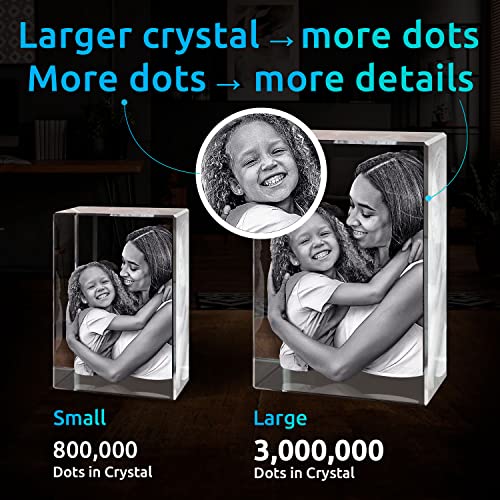 ArtPix 3D PREMIUM Crystal Photo Rectangle, Great Personalized Gifts With Your Own Photo for Dad, Mom, Men, Women, 3D Laser Etched Picture, Engraved Crystal, Customized Anniversary Couples Gifts