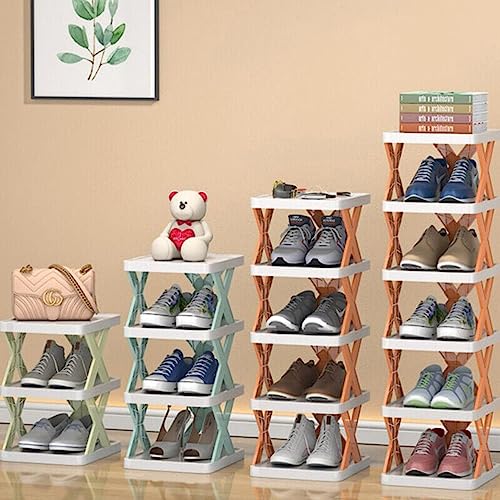 Enthowother Multi-Layer Shoe Rack Storage Organizer, Creative multi-layer shoe rack (Blue,6-layer)