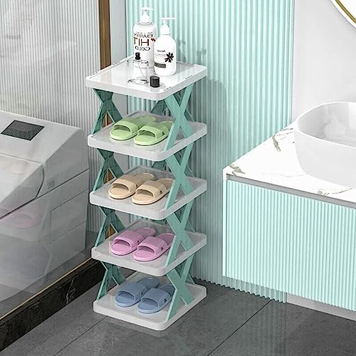 Enthowother Multi-Layer Shoe Rack Storage Organizer, Creative multi-layer shoe rack (Blue,6-layer)