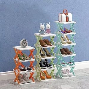 Enthowother Multi-Layer Shoe Rack Storage Organizer, Creative multi-layer shoe rack (Blue,6-layer)