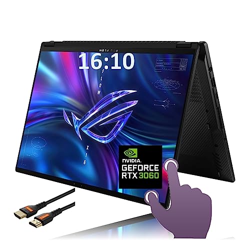 ASUS New ROG Flow 16" WQXGA Touchscreen Gaming Laptop - AMD R9-6900HS- NVIDIA GeForce RTX 3060 V6G Graphics- DDR5 Memory -MUX- 360-degree adjustability，w/HDMI (32GB RAM|2TB PCIe SSD)