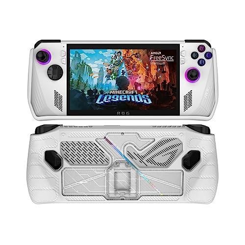 Yebowe Protective Case with Foldable Kickstand for ASUS Rog Ally 2023, Full Body Shockproof Protector Case Cover with Stand Non-Slip Handheld Game Console Skin for Rog Ally Accessories, White