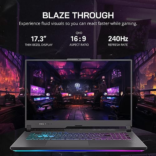 ASUS ROG Strix G17 (2023) Gaming Laptop, 17.3” QHD 240Hz Display, AMD Ryzen 9 7845HX, GeForce RTX 4060, 32GB DDR5 RAM, 2TB PCIe SSD, RGB Backlit Keyboard, Win 11 Pro, Gray, 32GB Snowbell USB Card