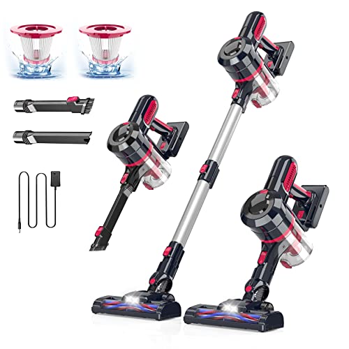 Foppapedretti Cordless Vacuum Cleaner, 25Kpa Strong Suction, 35 mins Runtime, 4-in-1 Vacuum Cleaner with Detachable 2200mAh Rechargeable Battery, Lightweight Stick Vacuum for Hardwood Floor Pet Hair