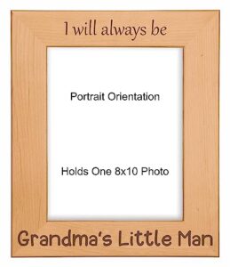 precisionnc engraving gift for grandma i will always be grandma's little man engraved wood picture frame mothers day (8x10 portrait)
