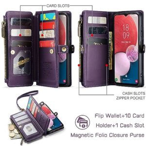 Defencase Galaxy A32 5G Case, RFID Blocking Samsung Galaxy A32 5G Case Wallet for Women and Men with Card Holder, Zipper Magnetic Flip PU Leather Protective Samsung Galaxy A32 5G Phone Case, Purple