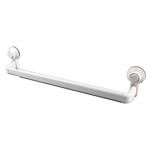 Wall Single Towel Bar, Suction Cup Towel Rack Fine Crafted Modern Style Retractable for Bathroom (White)