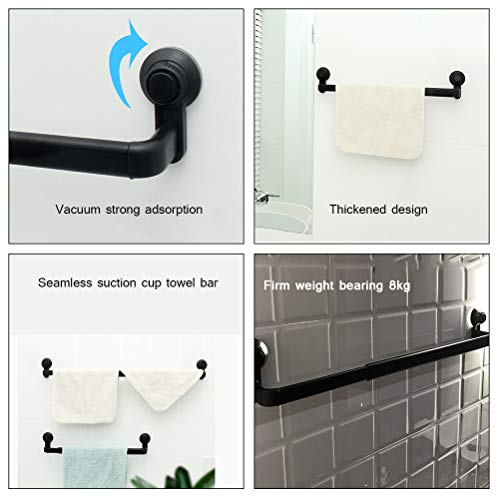Wall Single Towel Bar, Suction Cup Towel Rack Fine Crafted Modern Style Retractable for Bathroom (White)