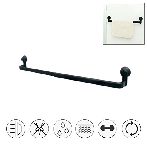 Wall Single Towel Bar, Suction Cup Towel Rack Fine Crafted Modern Style Retractable for Bathroom (White)