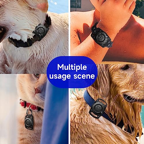 Waterproof Airtag Dog Collar Holder Airtag Case for Dog Collar TPU & Silicone Full Body Covered Anti-Lost Apple Air Tag Collar Holder Protective Airtag Case for Pet Collar Backpack（1 Pack）