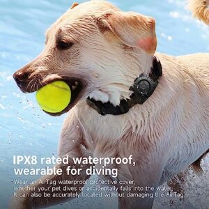 Waterproof Airtag Dog Collar Holder Airtag Case for Dog Collar TPU & Silicone Full Body Covered Anti-Lost Apple Air Tag Collar Holder Protective Airtag Case for Pet Collar Backpack（1 Pack）