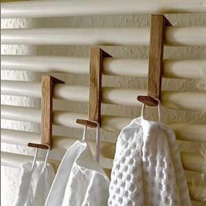 bamboo towel holder with magnet (1 pair) - no drilling bathroom wall towel rack for sustainable towel storage