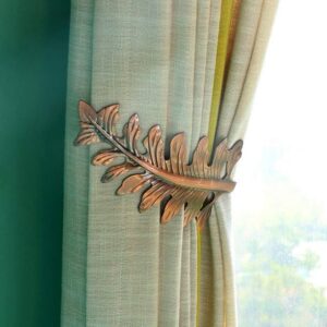 1pcs Leaf Curtain Tieback Holder Tie Backs Bedroom Living Room Curtain Decoration Accessories Holdback Metal Curtain Hook Detachable Shower Curtain (Red, One Size)