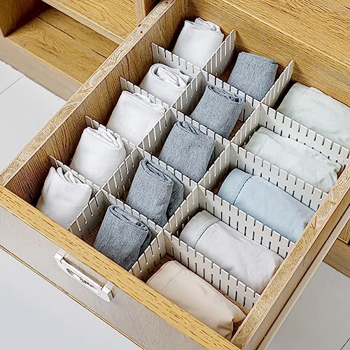 Alipis Plastic Drawers 12 Pcs Drawer Dividers Adjustable Drawer Organizer Diy Plastic Grid Closet Separator Tidy Organizer Container for Socks Underwear Makeup Plastic Storage Drawers