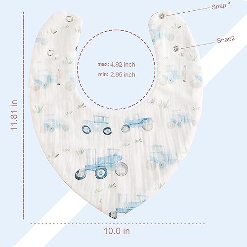 vuminbox Muslin Baby Bibs Bandana Drool Bibs 100% Cotton Absorbent Soft Reversible 6-Pack Set for Feeding, Teething Pattern and Solid Color for Unisex
