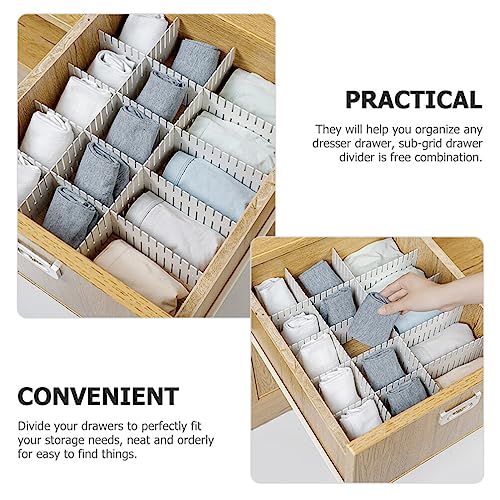 Cabilock Plastic Drawers 12pcs Adjustable Grid Drawer Dividers DIY Dresser Drawer Separators Organizers Container for Underwear Socks Belt Office Supplies Plastic Storage Drawers