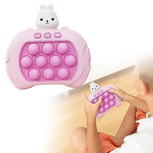 Pocket Game for Kids, 2023 New Electronic Quick Push Game Console Puzzle Light Up Game, Quick Push Bubble Competitive Game Console Series Decompression Toys, USB Rechargeable (Rabbit)