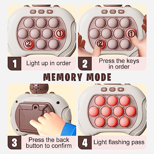 Pocket Game for Kids, 2023 New Electronic Quick Push Game Console Puzzle Light Up Game, Quick Push Bubble Competitive Game Console Series Decompression Toys, USB Rechargeable (Rabbit)