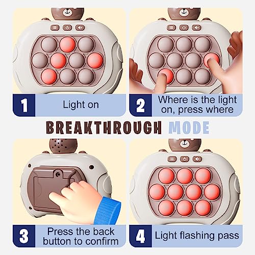 Pocket Game for Kids, 2023 New Electronic Quick Push Game Console Puzzle Light Up Game, Quick Push Bubble Competitive Game Console Series Decompression Toys, USB Rechargeable (Rabbit)