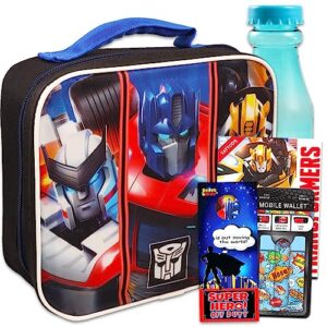 screen legends transformers lunch box for boys set - bundle with insulated transformers lunch bag, water bottle, tattoos, more | transformers lunch kit.