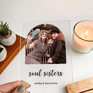 Custom Any Names Words & Picture Personalized Photo Frame Wood Table Desk Stand Display Home Décor Gift For Her Best Friend Better Together Friendship Soul Sisters Best Friends Forever Mate Pal BFF Gift