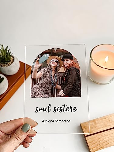 Custom Any Names Words & Picture Personalized Photo Frame Wood Table Desk Stand Display Home Décor Gift For Her Best Friend Better Together Friendship Soul Sisters Best Friends Forever Mate Pal BFF Gift