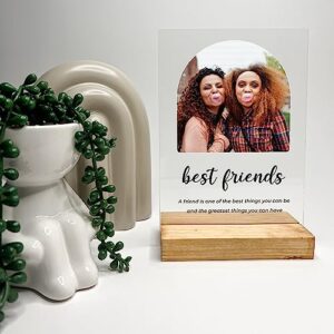 Custom Any Names Words & Picture Personalized Photo Frame Wood Table Desk Stand Display Home Décor Gift For Her Best Friend Better Together Friendship Soul Sisters Best Friends Forever Mate Pal BFF Gift