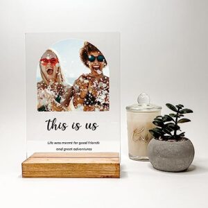 Custom Any Names Words & Picture Personalized Photo Frame Wood Table Desk Stand Display Home Décor Gift For Her Best Friend Better Together Friendship Soul Sisters Best Friends Forever Mate Pal BFF Gift