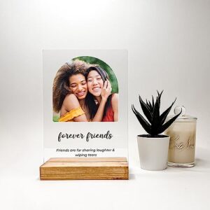 Custom Any Names Words & Picture Personalized Photo Frame Wood Table Desk Stand Display Home Décor Gift For Her Best Friend Better Together Friendship Soul Sisters Best Friends Forever Mate Pal BFF Gift