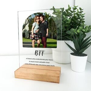 Custom Any Names Words & Picture Personalized Photo Frame Wood Table Desk Stand Display Home Décor Gift For Her Best Friend Better Together Friendship Soul Sisters Best Friends Forever Mate Pal BFF Gift