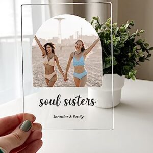 Custom Any Names Words & Picture Personalized Photo Frame Wood Table Desk Stand Display Home Décor Gift For Her Best Friend Better Together Friendship Soul Sisters Best Friends Forever Mate Pal BFF Gift