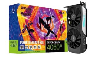 zotac gaming geforce rtx 4060 ti 16gb amp spider-man: across the spider-verse inspired graphics card bundle, zt-d40620f-10smp