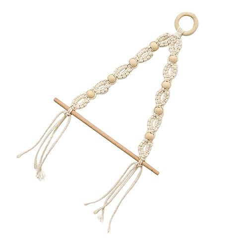 DOITOOL 1pc Roll Cotton Rope Towel Rack Woven Wall Hangings Decorative Toilet Paper Holder Boho Towels Hanging Macrame Basket Macrame Towel Holder Storage Rack Wood Khaki Tissue Holder Key