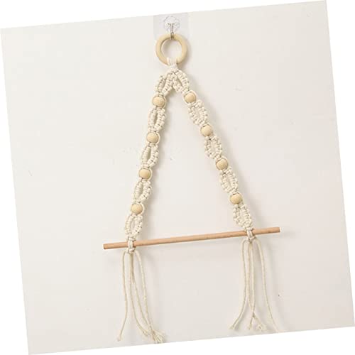 DOITOOL 1pc Roll Cotton Rope Towel Rack Woven Wall Hangings Decorative Toilet Paper Holder Boho Towels Hanging Macrame Basket Macrame Towel Holder Storage Rack Wood Khaki Tissue Holder Key