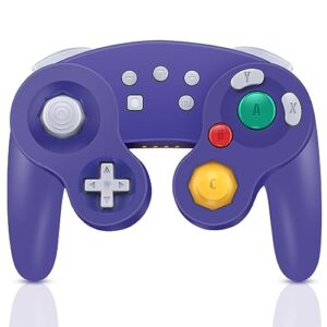 adhjie gamecube controller for switch nintendo,wireless gamecube switch controller for nintendo switch/pc/steam,6-axis gyro motion,one-button wake up & auto turbo, purple