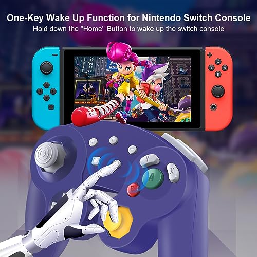 ADHJIE Gamecube Controller for Switch Nintendo,Wireless Gamecube Switch Controller for Nintendo Switch/PC/Steam,6-Axis Gyro Motion,One-Button Wake Up & Auto Turbo, Purple