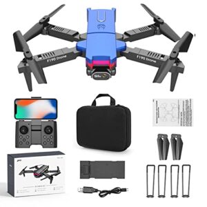 mini drone with dual 4k hd fpv camera remote control toys gifts for kids adults with altitude hold mode function, headless mode one key start, trajectory flight, 3-level flight speed (blue)