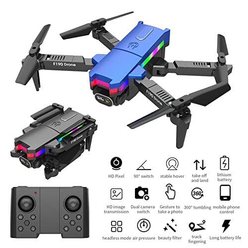 Mini Drone with Dual 4K HD FPV Camera Remote Control Toys Gifts For Kids Adults with Altitude Hold Mode Function, Headless Mode One Key Start, Trajectory Flight, 3-Level Flight Speed (Blue)