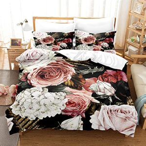 gysboshlong rose bedding set,romantic rose red white purple duvet cover man woman,rose petal bouquet high fiber comforter cover set 3 pieces.