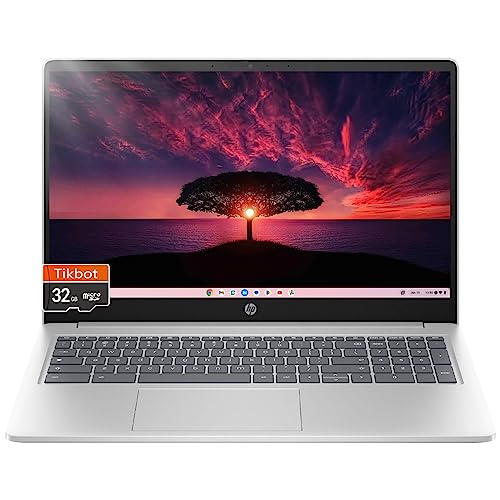 HP Chromebook 8GB RAM for School Students Adults| 4Core Intel Processor N200 |15.6inch IPS Display| Backlit Keyboard| Wireless Wi-Fi6| USB Type C| Webcam| Fast Charge (8GB RAM |64GB eMMC+32G SD Card)