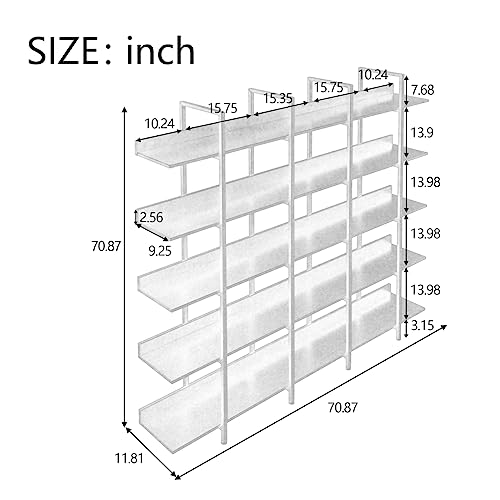 SmallCock 5 Tier Bookcase Home Office Open Bookshelf, Vintage Industrial Style Shelf with Metal Frame (Brown)