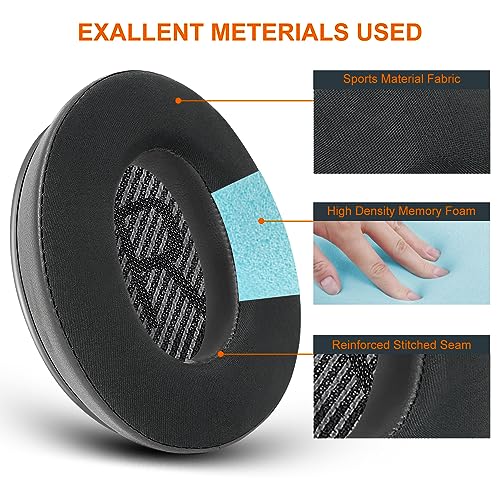 GEVO Cooling-Gel Ear Pads Cushions Replacement, Ear Pads for Bose QuietComfort 35 (QC35) and Quiet Comfort 35 II (QC35 II) Over-Ear Headphones & More, Memory Foam & Cooler for Longer (Black)