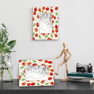 POFATO Cherry Fruit Pattern 4x6 Picture Frame Wood Photo Frame for Tabletop Display Wall Mount Picture Frame Display 4x 6 Inch Photo Wall Decor Home Gift Frames