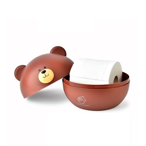 Cute Bear Tissue Box,Tissue Box Holder，Toilet Paper Holder Stand， Roll Paper Storage Box, Round Tissue Box Container, Napkin Towel Holder,Tissue Box Cover, for Kitchen, Living Room