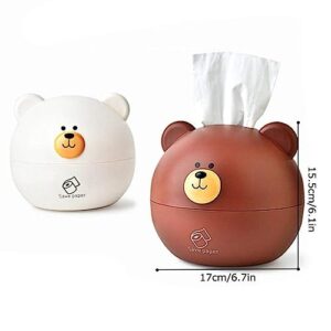 Cute Bear Tissue Box,Tissue Box Holder，Toilet Paper Holder Stand， Roll Paper Storage Box, Round Tissue Box Container, Napkin Towel Holder,Tissue Box Cover, for Kitchen, Living Room